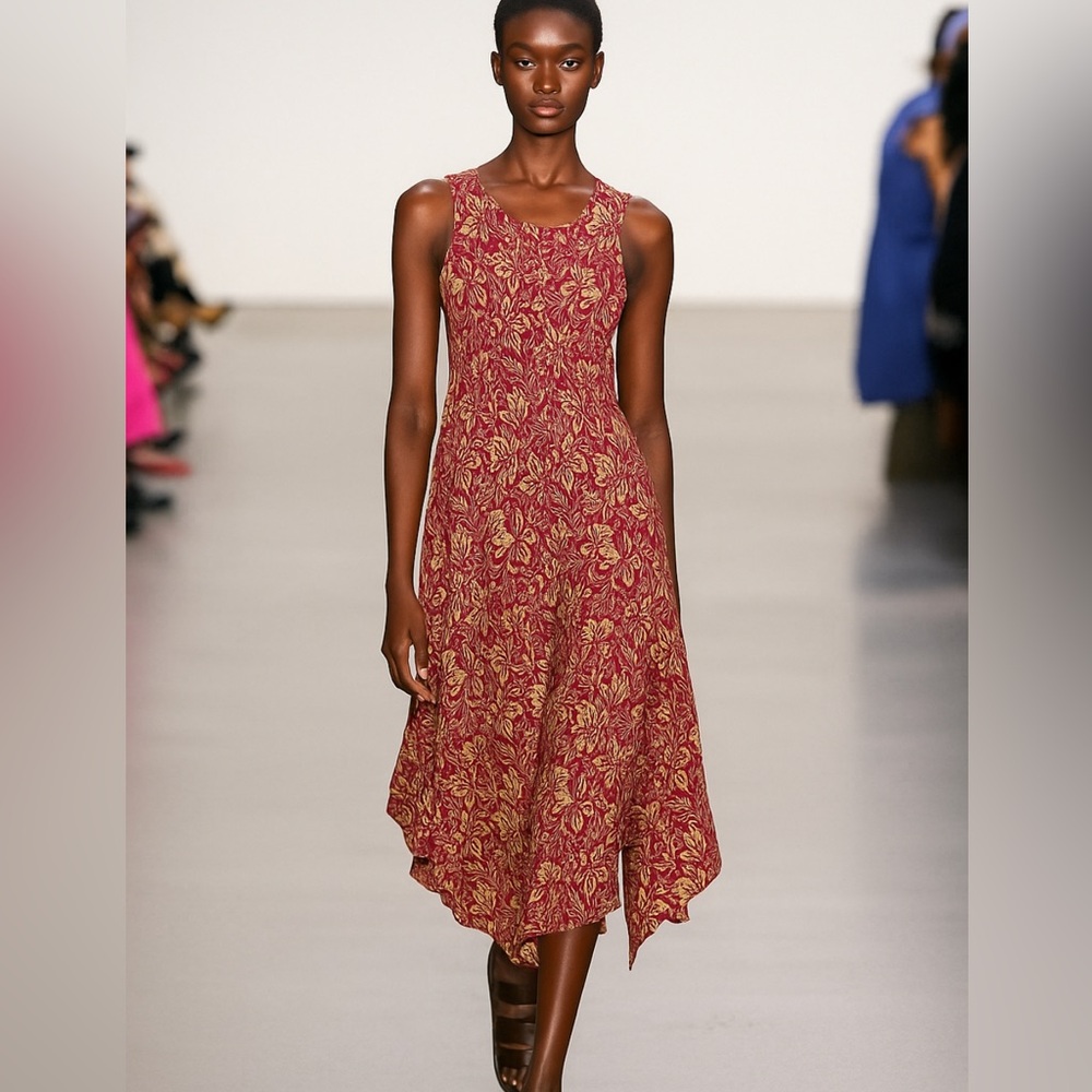 Asymmetrical Red Floral Dress